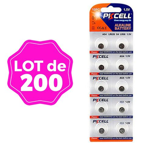 200 Stück AG4 Super Alkaline Knopfzellen 1.5V PKCell