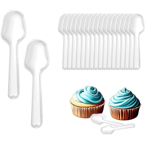 200 Stück kleine, transparente Dessertlöffel, 7,5 cm, wiederverwendbare Plastiklöffel, kleine Servierlöffel aus Kunststoff, Mini-Probierlöffel