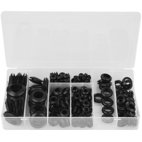 200 Stück schwarze Gummidichtungsringe für elektrische Kabel und Drähte, gemischte Größen von 3/16" bis 3/4"