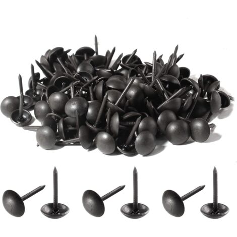 200 Stück schwarze Polsternägel, antike Metall-Reißzwecken, Polsternadeln mit rundem Kopf für Polstermöbel, Korkplatten, DIY, 7 x 13 mm