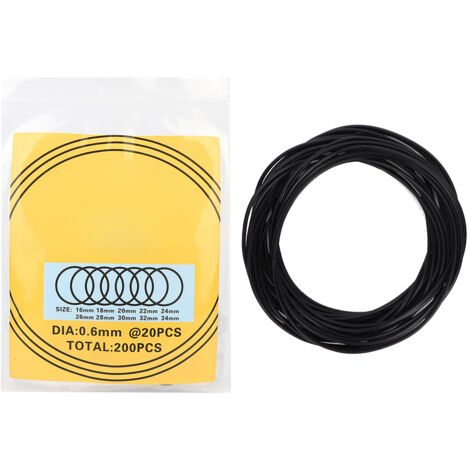200 Stück wasserdichte Gummi-O-Ringe für das Reparaturwerkzeug für Uhrenrückseiten (0,6 mm)