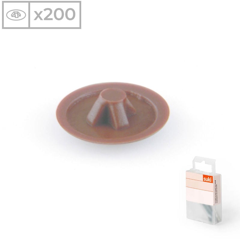 

Suki - 200 Tapa tornillos de estrella fabricado en plástico marron, medidas 6mm