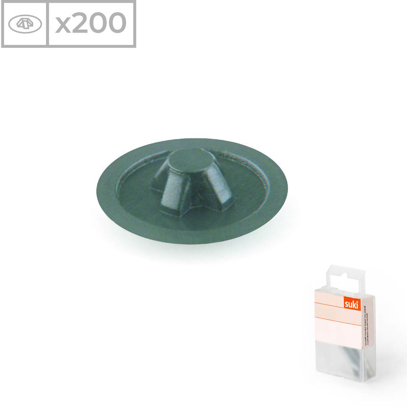 

Suki - 200 Tapa tornillos de estrella fabricado en plástico negro, medidas 6mm