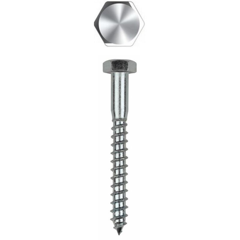 Tirefond à visser pour bois - Tête hexagonale - Filetage partiel - Acier Zingué 6 x 120 - Boite de 100