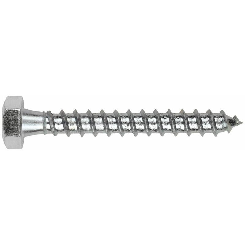 Tirefond à visser pour bois et aggloméré - Tête hexagonale - Filetage intégral - Zingué 10 x 60 - Boite de 100