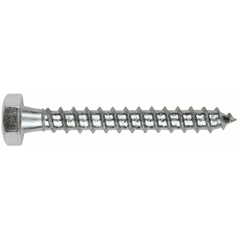 Tirefond à visser pour bois et aggloméré - Tête hexagonale - Filetage intégral - Zingué 8 x 70 - Boite de 200
