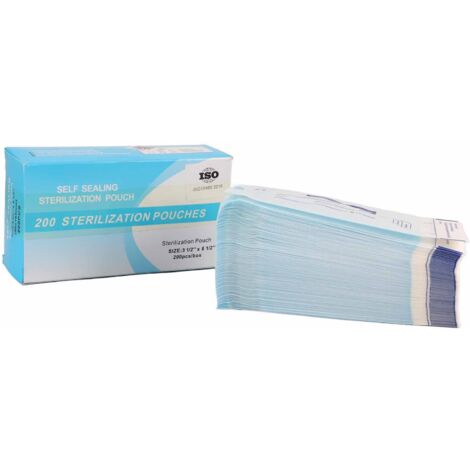200 unités / Boîte Pochette de Nettoyage Autoscellable Jetable pour Instruments Dentaires (90 x 165mm)