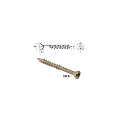 200 Vis 5x60mm Inox Autoforeuse Brun A2 PRO Torx + 1 embout offert