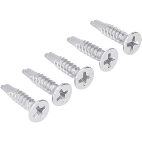 200 Vis autoperceuses à tête fraisée Phillips, acier inoxydable 410, 19mm M4.2, lot pour charpente métallique