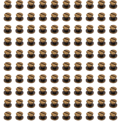 200 Vis de Reliure 9x5mm en Laiton Épais, Revêtement Uniforme Bronze pour Album Photo, Kit Assorti