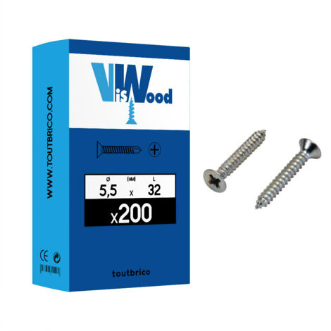 200 vis tôle 5,5 x 32mm tête fraisée zingué - Viswood