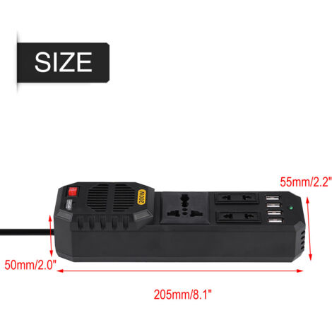 200-W-Kfz-Wechselrichter (12 V Gleichstrom auf 220 V Wechselstrom) mit USB-Anschluss und universellem Zigarettenanzünderstecker