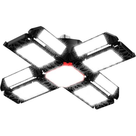 200-W-LED-Werkstattleuchte, Garagenbeleuchtung, 1 Stück, 6500 K, flexible Deckenleuchte mit 12 verstellbaren Paneelen – E26/E27-Hallenleuchte für Keller, Werkstatt, Scheune, Lagerhalle [Energieklasse