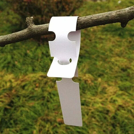 200 weiße Kunststoff-Pflanzen- und Baumschilder zum Aufhängen, 2 x 20 cm, mit großer Beschriftungsfläche, weiß