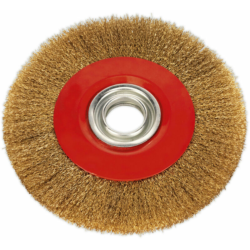 Loops - 200 x 13mm Wire Brush Wheel - Brass Coated Steel - 32mm Bore - Bench Grinding
