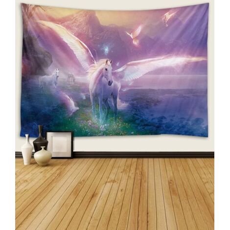 (200 x 150 cm) Dekorativer Wandteppich fürs Schlafzimmer – Einhorn 1