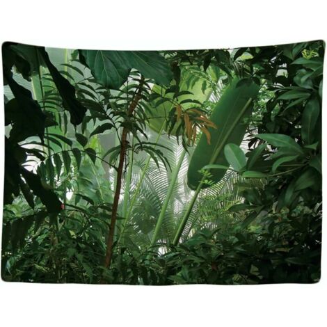200 x 150 cm Tapisserie Murale Décorative Chambre - Forêt Tropicale Nature Eco Plantes Vertes -Papier Peint Tissu – Tapestry Aesthetic Wall - Décoration Panoramique