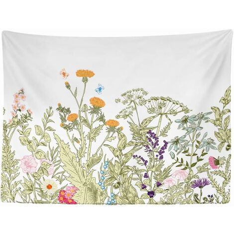 200 x 150 cm  Tapisserie Murale Décorative Chambre - Nature Floral Rétro Vintage Coloré - Papier Peint Tissu – Tapestry Aesthetic Wall - Décoration Panoramique