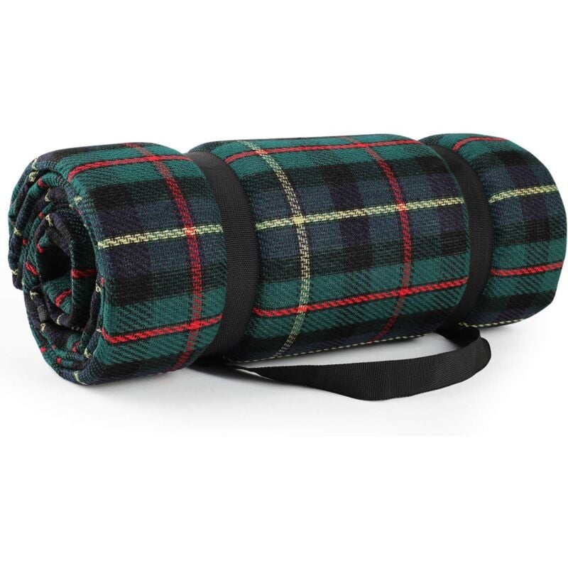 Fitags - 200 x 200 cm Couverture de pique-nique pliable imperméable Couverture de camping Tapis de camping de jardin avec poignée portable, vert foncé