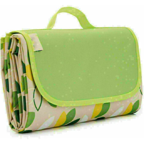 200 X 200 Cm Couverture Tapis De Pique-Nique Imperméable Couverture Pliable Pour Camping Tapis De Plage Composée Et Avec Poignée Portable,Petites Feuilles Vertes A