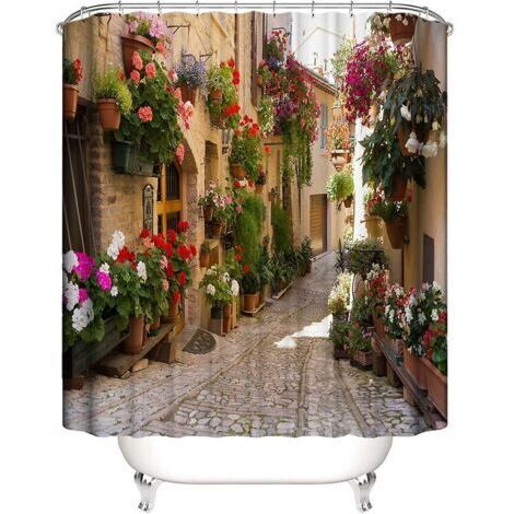 200 x 230 cm Rideau de douche fleur rue rideau de douche impression polyester imperméable rideau de douche