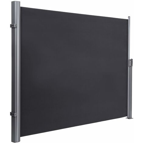200 x 300cm Side Awning for Balcony and Terrace, with Floor Mounting, Privacy Protection, Sun Shade, Side Blind, Beige/Smoky Grey