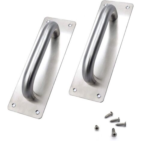 (200 x 65 mm)Poignées de porte coulissante, poignées de porte en acier inoxydable, portes coulissantes, placard, toilettes, garage, abri de jardin, poignées de porte avec plaque en métal