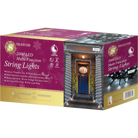 2000 Cool White LEDs Multifunction Timer Outdoor String Fairy Lights 200M