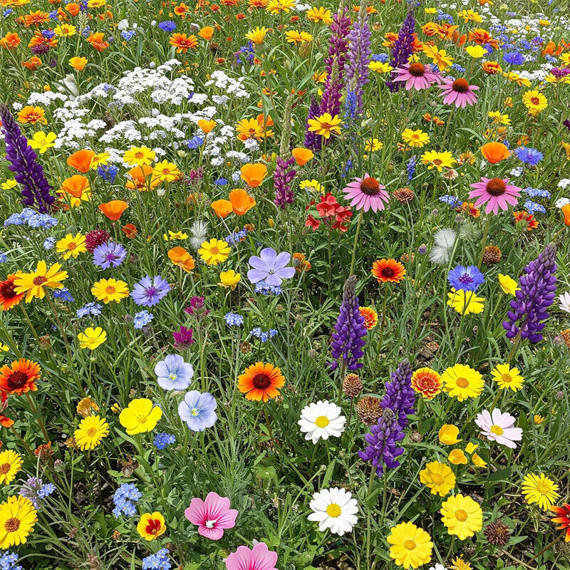 2000 graines de fleurs sauvages mélangées, faciles à cultiver, fleurs colorées, attire les insectes pollinisateurs, floraison en toutes saisons