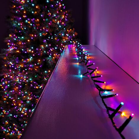 2000 LED 50m Indoor Outdoor Christmas Multi Function Mains Operated String Lights with Timer in Rainbow