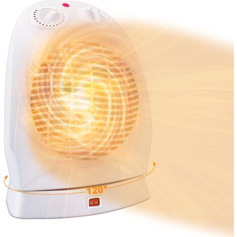 2000-W-Heizlüfter, tragbare elektrische Heizung, oszillierend bei 120 ° mit 2 Heizstufen, einstellbarer Thermostat-Spiralheizkörper, Heiß- und Kaltbetrieb, Weiß