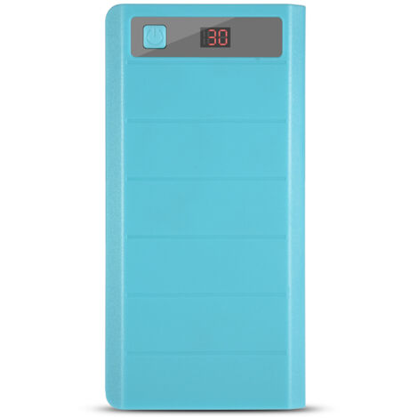 20000-mAh-Powerbank mit blauem Gehäuse, 8 x 18650-Akkus, Dual-USB- und USB-Typ-C- + Micro-USB-Anschlüsse, externes Akku-Set
