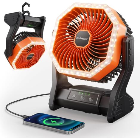 20000mAh LED-Campingventilator, USB-Tischventilator, Ventilator zum Laden von Mobiltelefonen, 4 Windgeschwindigkeiten für Schlafzimmer, Büro, Picknick