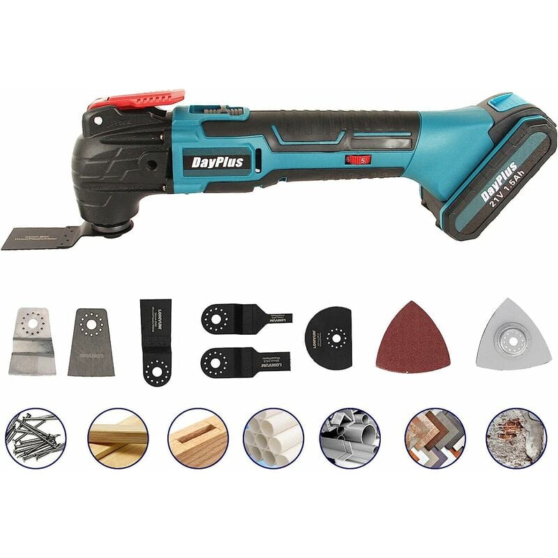 Briefness - 20000rpm Oscillation Multi Tool with 4�� Oscillating Angle Various Blades Sandpaper Adjustable Speed 21V Powerful Useful diy Tool for