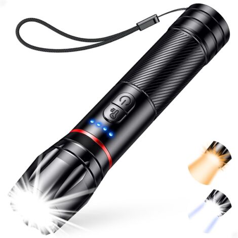 2000lm Rechargeable Flashlight 2 Colors 10 Modes Zoomable IPX6 Waterproof Aluminum Camping Hiking