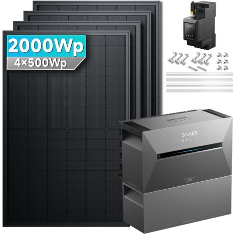 2000W Balkonkraftwerk mit Speicher, Anker SOLIX E2700 PRO3 mit 1x BP2700, 5,4kWh Komplettset mit Ziegeldach Halterung