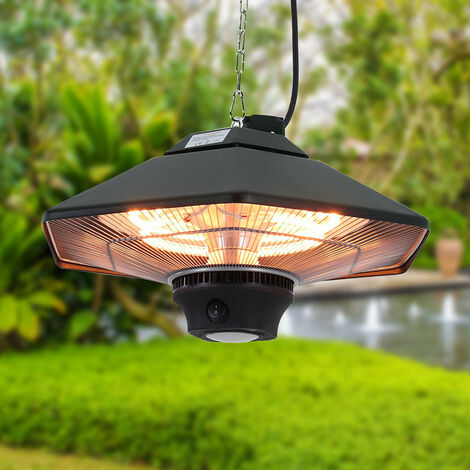 main image of "2000W Ceiling Hanging Infrared Electric Patio Heater Light with Remote"