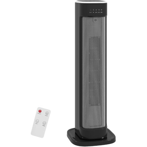 2000W Ceramic Electric Heater with 3 Heat Settings, Timer - Black