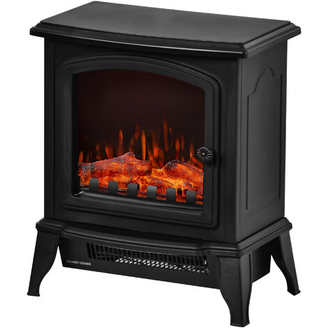 2000W Electric Fireplace Stove Heater Fire Place Flame Effect Living Room Black