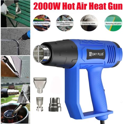 2000W Heißluftpistole Heißluft-Windgebläse Dual Temperatur + 3 Düsen Power DIY-Heizung