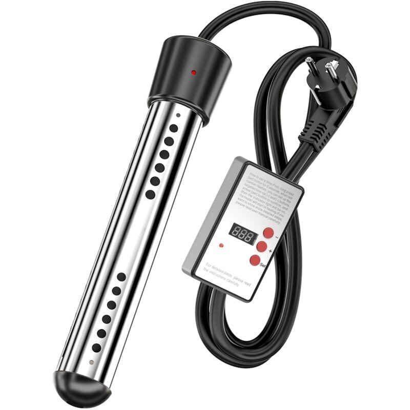 2000W Imersion Water Heater,Anti-Scalding Portable Bucket Heater with lcd Thermometer,Electrical Submersible Water Heater for Camping