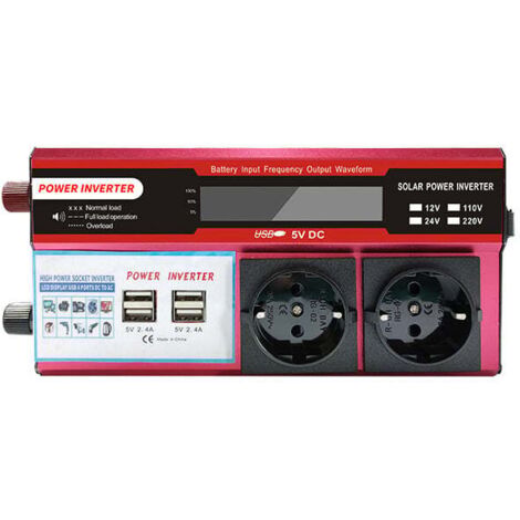 2000W (max. power) power inverter for car, caravan, boat, 500W, 800W inverter, DC 12V, 24V to 120V, 220V (color: 900W, red, 2000W, size: 24V)