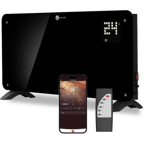 2000w Panel Heater with Wall-Mounted Glass, Smart Panel Radiator with APP Control and Timer Function, Freestanding
