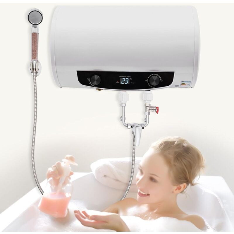 Gojoy - 2000W Réservoir d'eau chaude horizontal 25-75°C/77-167°F 35L Chauffe-Eau éLectrique avec douchette à main,Protection contre les fuites