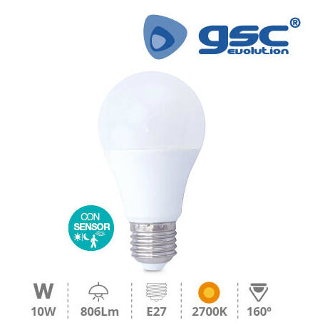 Lampara estandar crepuscular + presencia 10W E27 2700K