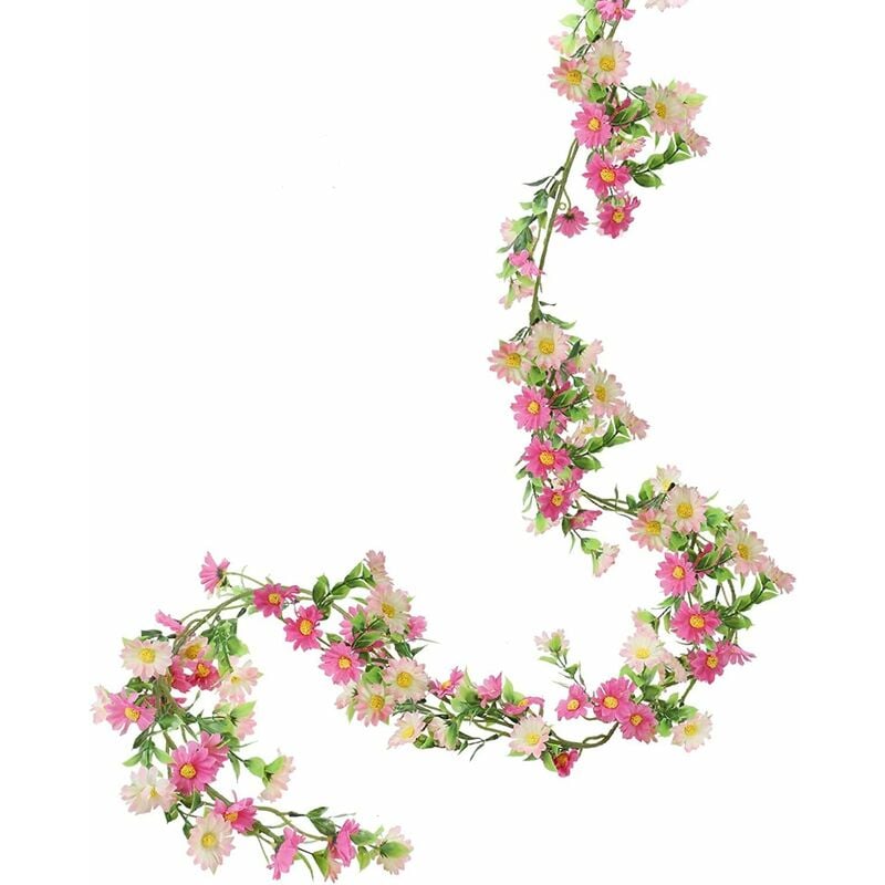 200cm Guirlande Fleurs Artificielles Marguerite Vigne, Fleur Artificielle Deco Mariage Suspendre Deco pour Décoration de Cérémonie, Maison, Jardin