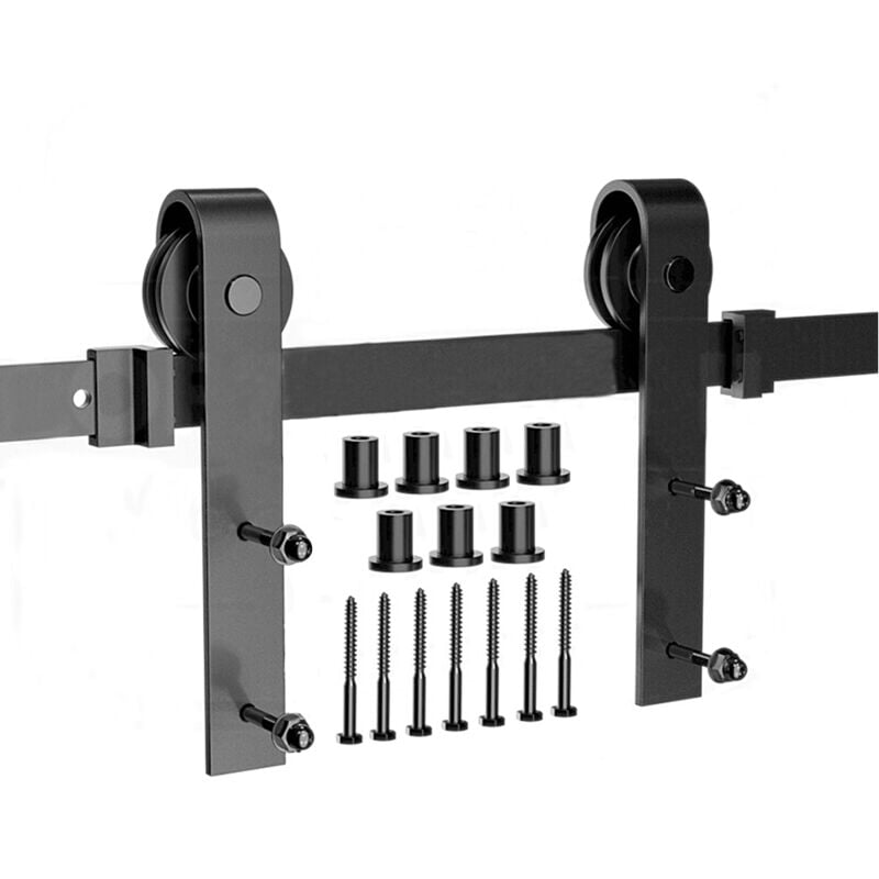 200cm Schiebetürbeschlag set Schiebetürsystem,Schwarz Schiebetür Montageset für Innentüren und Wandschränke