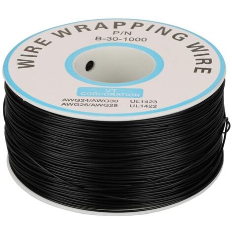 200m Roll of 0.25mm 30AWG 80℃ PVC Insulated Test Cable Single Core Tinned Copper Electrical Wire for Wrapping (Black)