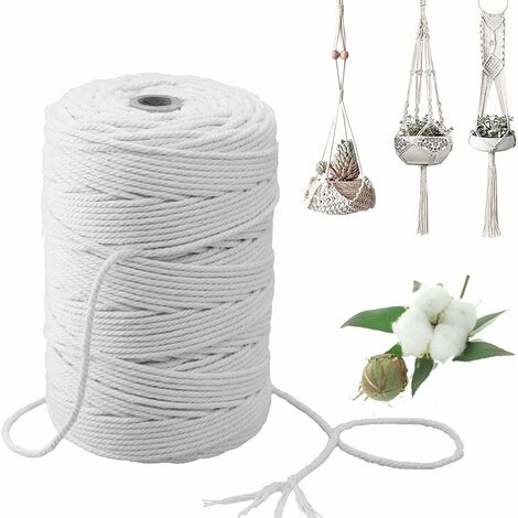 200m x 3mm Corde en Macramé Naturel, Fil de Macramé Corde de Coton Cordon pour Macramé, Corde Macramé DIY Travaux Manuel pour Tenture Cintre de Plante Artisanat Cadeau Décoration