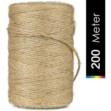 200M x2mm Ficelle de jute, ficelle de jardin, corde de jute naturelle,Arts Artisanat Ficelle, pour Jardinage,décoration,l'emballage Cadeau,arts créatifs